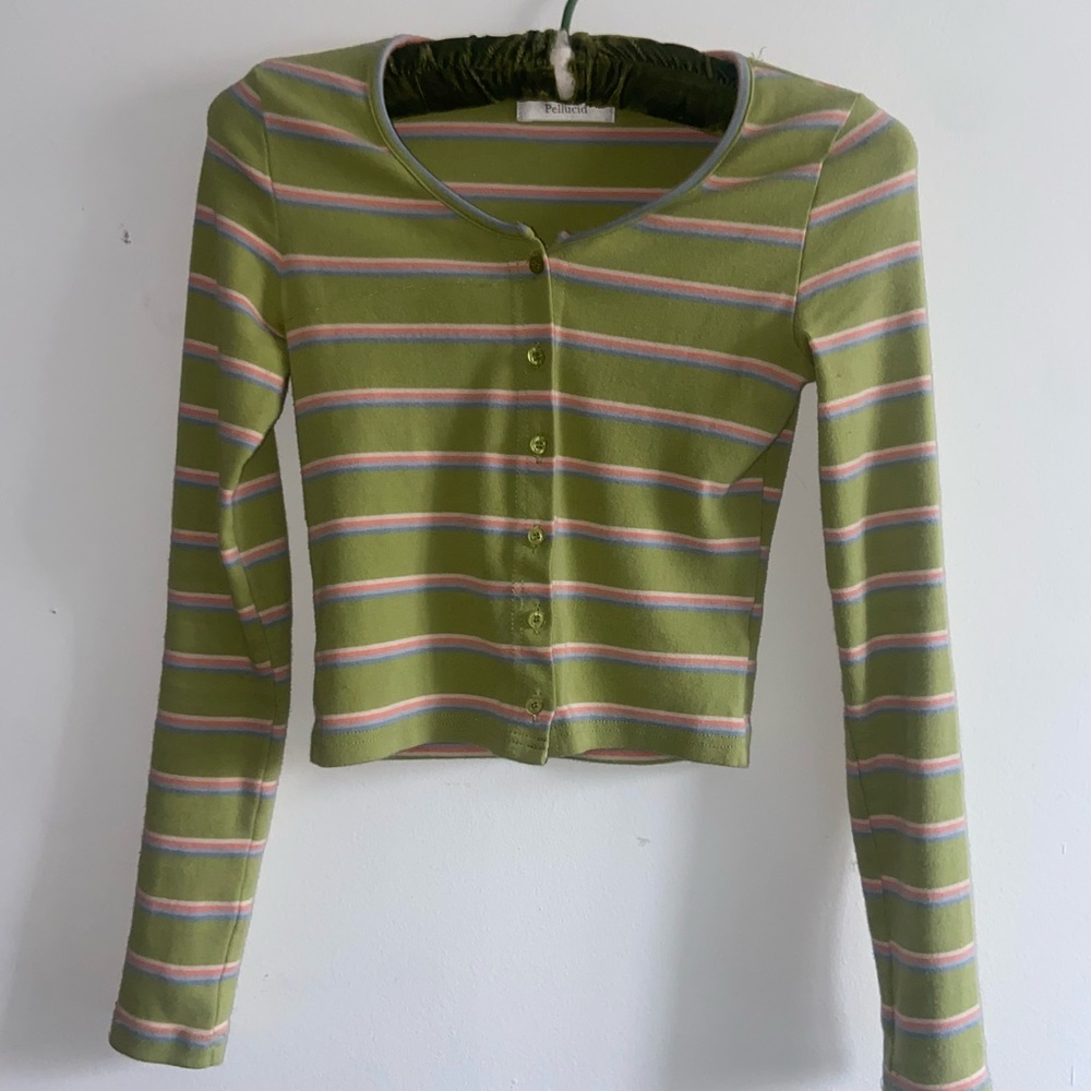 2000s cardigan xxs xs pistachio peach 🍑 sweater stretchy